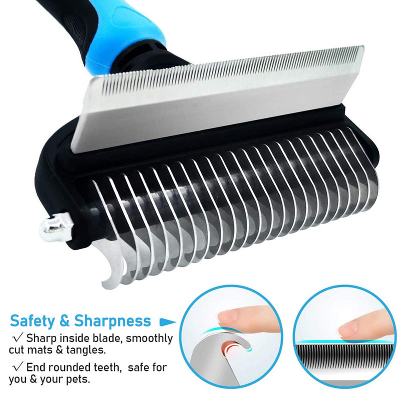 XLENTGEN Professional Deshedding Tool, 2 in 1 Dual Head De-matting Comb - Pet Grooming Brush for Long/Medium/Short Hair Dogs & Cats De-shedding, Removing Loose Undercoat & Tangles - PawsPlanet Australia