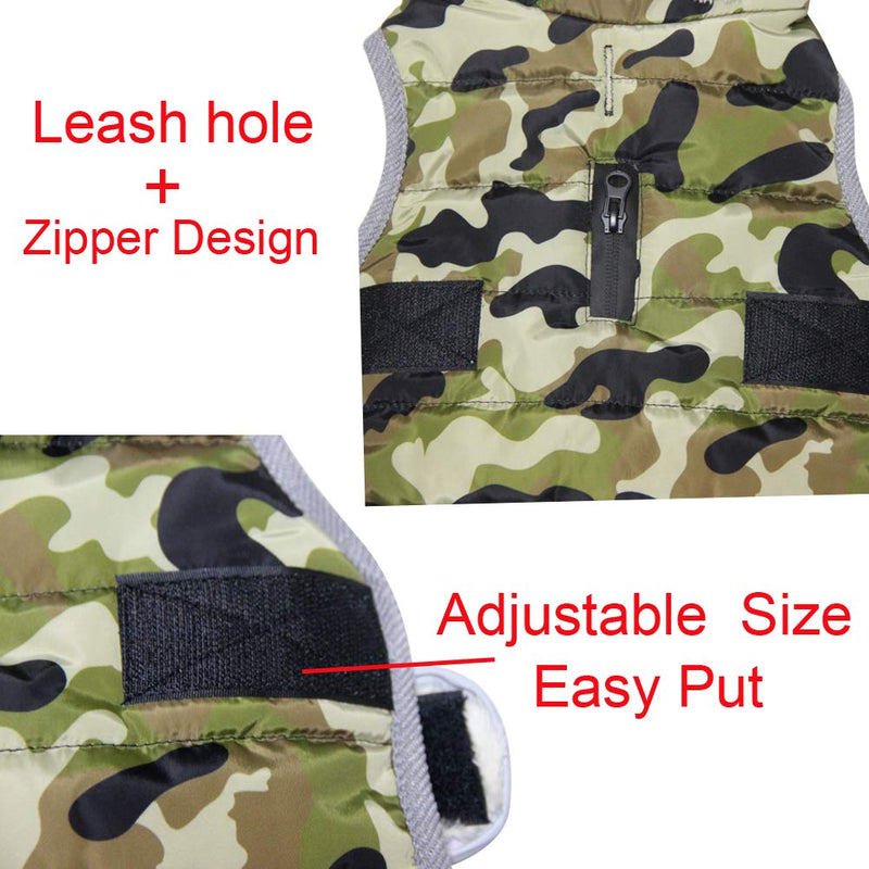 JoyDaog Fleece Dog Hoodie for Medium Dogs Warm Puppy Jacket for Cold Winter Waterproof Dog Coats with Hood,Green Camo M Green Camo - PawsPlanet Australia