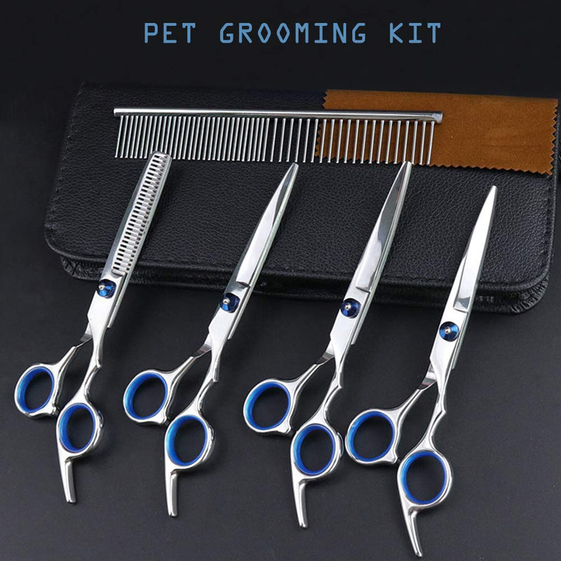 XIANXUN Professional Dog Grooming Scissors Kit, 6 Inch Pet Grooming Comb Thinning Shears Four-piece suit - PawsPlanet Australia