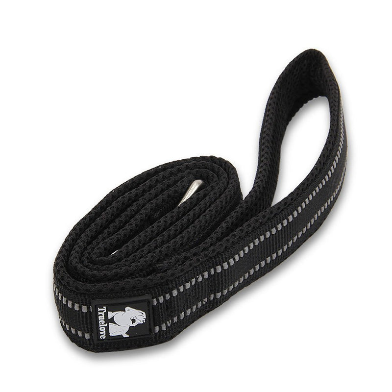 Rantow Durable Padded Mesh Dog Leash With Reflective 3M Night Safety Stripes, 200cm Long 2.5cm Wide Breathable Comfortable Dogs Leads Rope For Large/Medium Dogs Black - PawsPlanet Australia