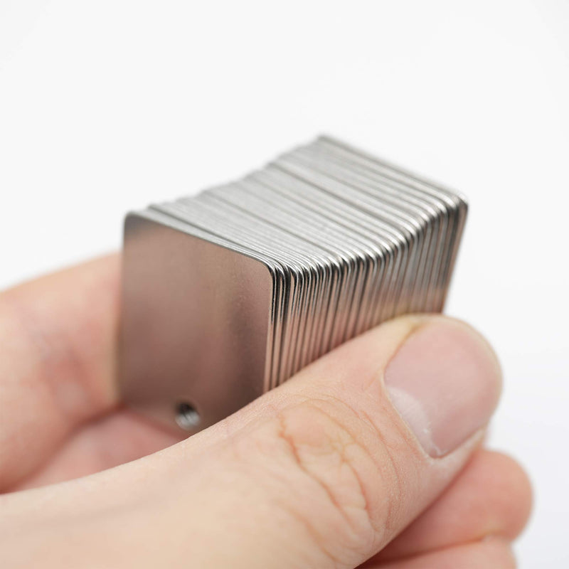 Rectangle Engraving Blanks Stamping Blanks Stainless Steel Blank Tags with Key Rings 25 Pack - PawsPlanet Australia