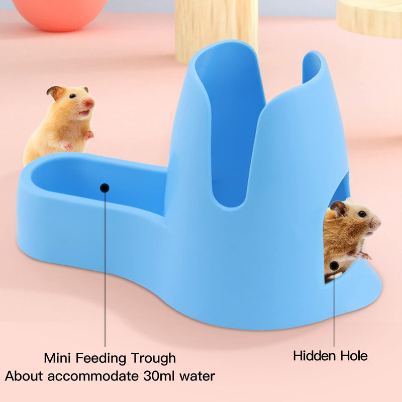 Mygeromon Hamsters Water Bottle with Stand Hut Automatic Feeder and Food Dispenser Holder for Small Animals, Guinea Pig, Rat, Dwarf Rabbit, Gerbil, Chinchilla Cage (125ml, Blue) - PawsPlanet Australia