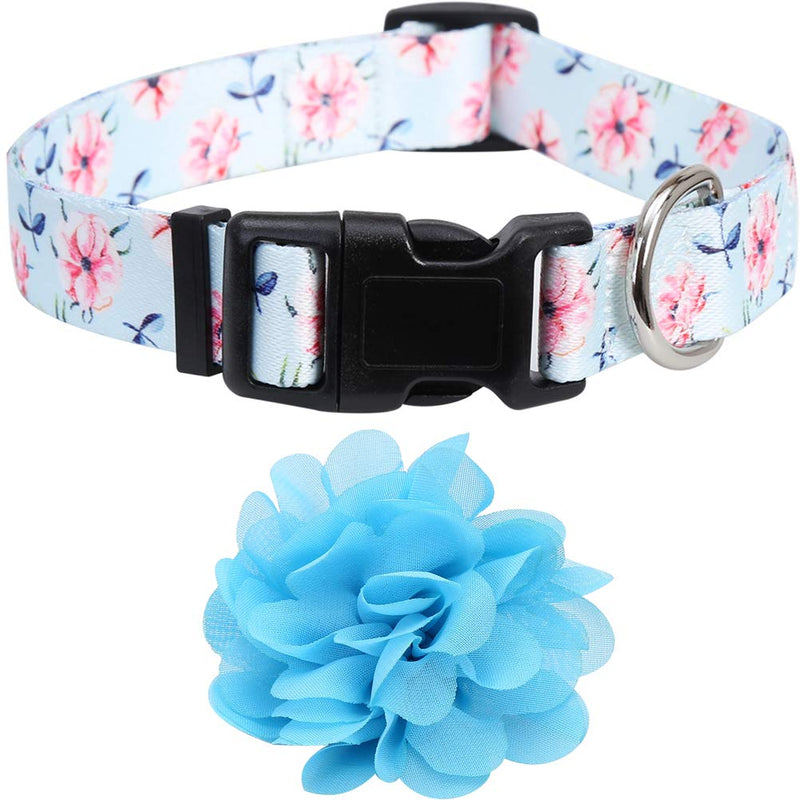 2 Pack Dog Collar Floral with Removable Flower Adjustable Nylon Pet Collars Small - PawsPlanet Australia