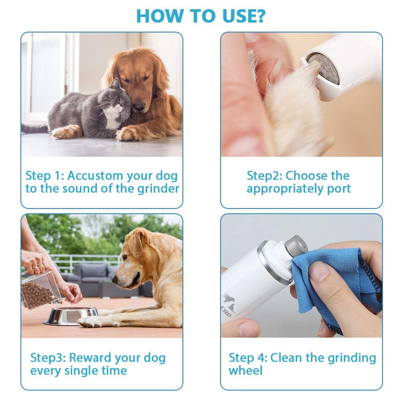 [Australia] - Zacro Pet Nail Grinder Set - 50 DB Ultra Quiet Electric Dog Nail Grinder, Professional 2-Speed Rechargeable Pet Nail Trimmer Claw Care, 18h Working Time for Small Medium Large Dogs & Cats 