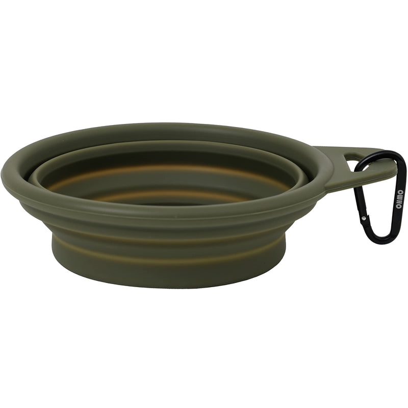 OHMO Collapsible Large Dog Bowl, 900ml, Portable Pet Feeding Bowl with Carabiner for Medium to Large Pets, Sturdy, Lightweight, Unique Designed, Great for Indoor Outdoor Travel (Camouflage Green) Camouflage Green - PawsPlanet Australia