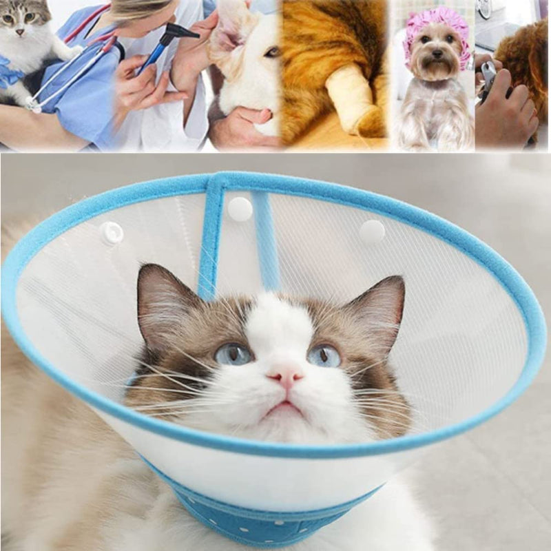 Pet Cone,Dog Cone Adjustable Collar,Protect The Neck Surgery Recovery,for Puppies,Small Dogs and Cats (S, White,Bule) - PawsPlanet Australia