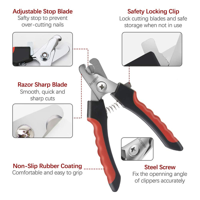 [Australia] - Dog Nail Clippers and Trimmer Set, Anipaw Stainless Steel Non Slip Handles & Razor Sharp Blades, Safety Guard to Avoid Over-Cutting, Grooming Tool for All Small Large Pets, Free Nail File 3 Set 