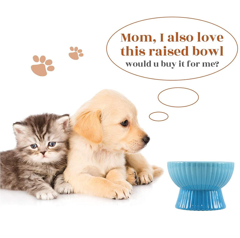Raised Cat Food Bowls, Elevated Ceramic Pet Bowls Eating Stress, Anti Vomiting for Cats and Small Dogs (Blue)… Blue - PawsPlanet Australia