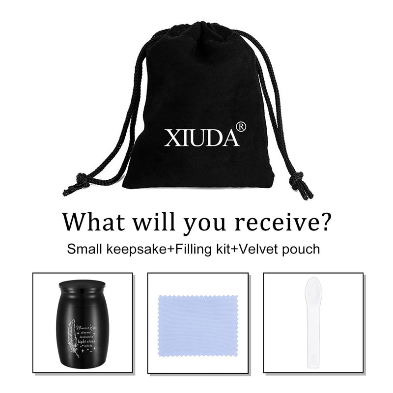 XIUDA 3 Inches Small Urns for Human Ashes Aluminium Mini Cremation Urn Memorial Ashes Holder-Memories Of You Fill My Mind, Like Thousands Of Light Stars In The Sky. Black - PawsPlanet Australia