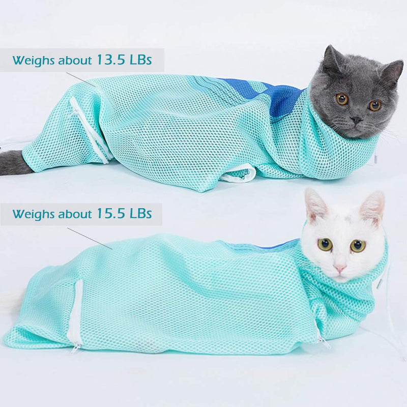 [Australia] - PUMYPOREITY Cute Cat Grooming Bag, Soft Mesh Bath Bag with Adjustable Drawstring, Multiuse Breathable Anti-Bite/Scratch Cat Restraint Bag for Shower/Nail Trimming/Examining/Ear Clean/Injecting Blue Whale 