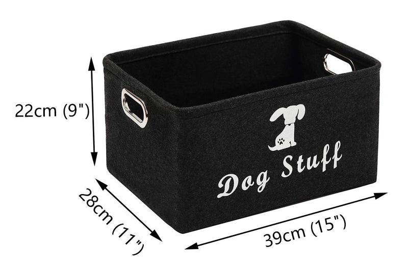 [Australia] - Geyecete Dog Apparel & Accessories/Dog Toys/Pet Supplies Storage Basket/Bin with Handles, Collapsible & Convenient Storage Solution for Office, Bedroom, Closet, Toys, Laundry "Dog Stuff" Dark Grey 