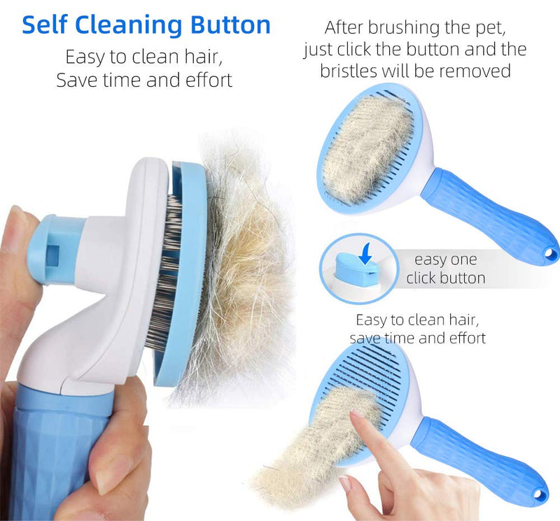 HomeMall Slicker Brush for Dog,2Pcs Pet Grooming Brush,Dog Cat Slicker Brush for Pet with Short Medium Long Hair-Blue - PawsPlanet Australia