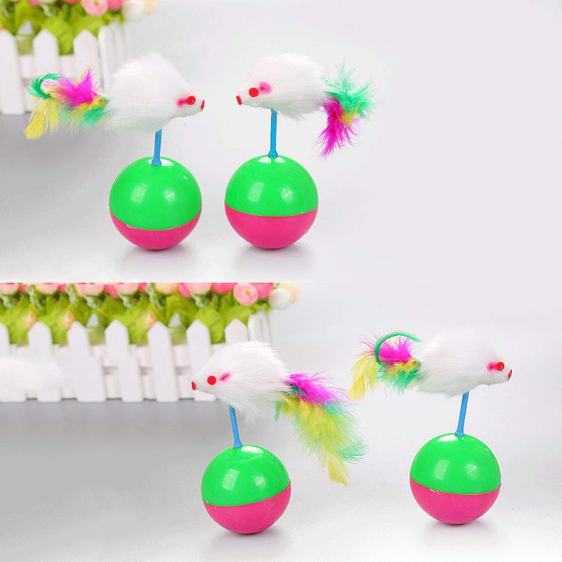 2 Pcs Cat Toy Ball Funny Interactive Plastic Mice Balance Swing Tumbler Ball for Cat Training Teasing Cat Toys - PawsPlanet Australia