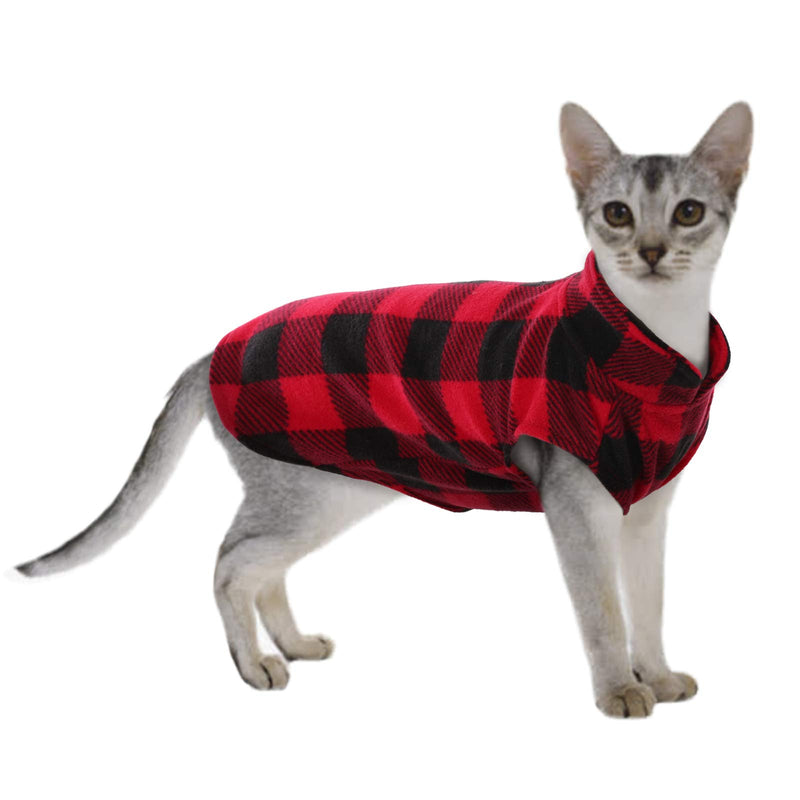 Kuoser Stretch Dog Fleece Vest, Soft Classic Plaid Basic Dog Sweater for Small Dogs & Cats, Warm Dogs Shirt Pullover Dog Coat Jacket Winter Dog Clothes for Teddy Chihuahua Yorkshire with Leash Hole XX-Small (Pack of 1) Red Plaid - PawsPlanet Australia