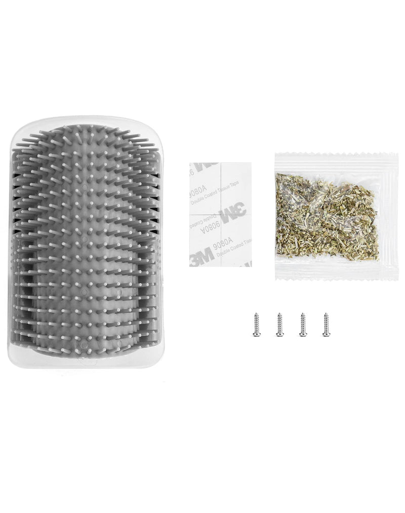 QWORK Pack of 4 Cat Brush Wall Corner Grooming Brush with Mounting Screws and Adhesives (Grey) - PawsPlanet Australia