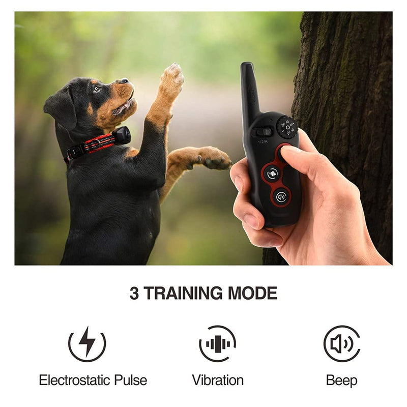 2 in 1 Dog Training Rechargeable Bark Stop Collar Shock Vibration Beep Behavior Correction Waterproof Collar Remote Automatic Anti-Bark 1300ft Range 1 collar - PawsPlanet Australia