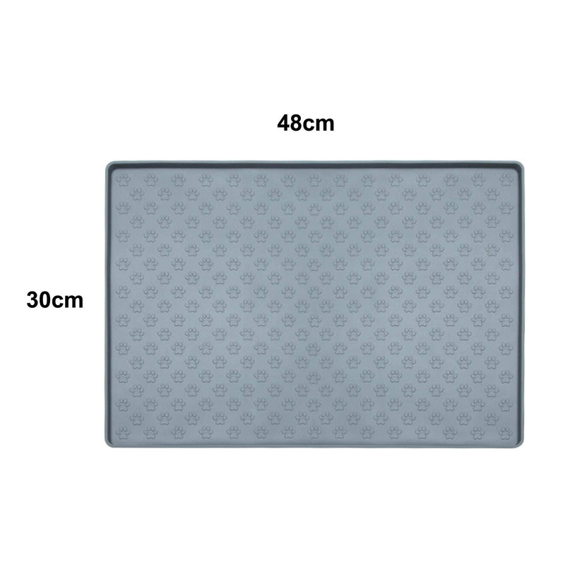 SUOXU Waterproof Mat for Dog Bowls,Silicone Pet Mat,Puppy Dog Feeding Mats Non Slip Cat Food Mat 48x30 cm(Grey) M Grey - PawsPlanet Australia