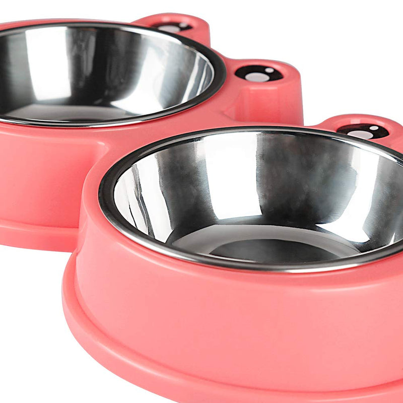 [Australia] - AIFEIERH Durable Stainless Steel Dog Bowl Food Water Feeder Non-Slip Design Resistant Silicone Mat Non Slip Design Prevent Slipping for Little Size Dogs/Cats Like Chihuahua/Bulldog/Poodle and More Pink 