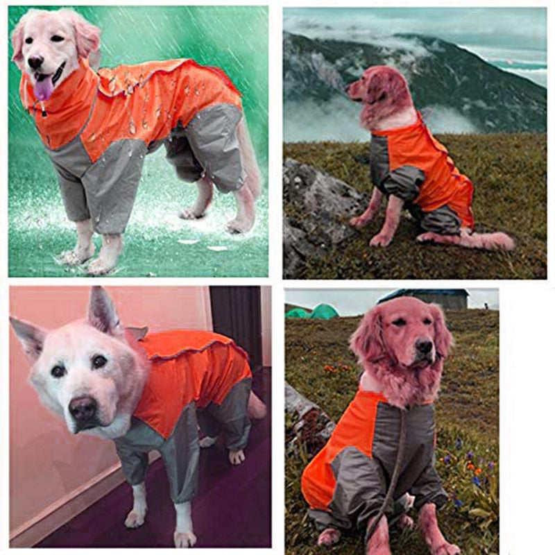 Morezi Waterproof Dog Raincoat with Removable Hoodie, Windproof Rain Snow Jacket, Outdoor Adjustable Drawstring, Waterproof Rain Jacket with Hood & Collar Hole - Yellow - 18# 18# (Length: 44CM) - PawsPlanet Australia