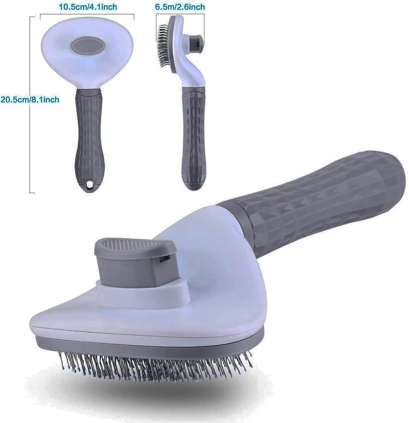 Cat brush, self-cleaning slicker brush removes undercoat cat comb dog brush cat brush short to long hair suitable gentle cats brushe short hair slicker brush (grey) grey - PawsPlanet Australia