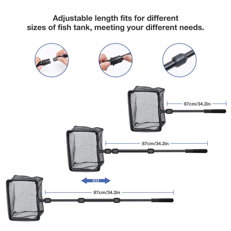 [Australia] - Songway 6 in 1 Aquarium Fish Tank Clean Set/Fish Net + Spoon Net + Gravel Rake +Plant Fork + Scraper + Sponge + Connector/Fish Tank Clean Maintenance Tools kit 