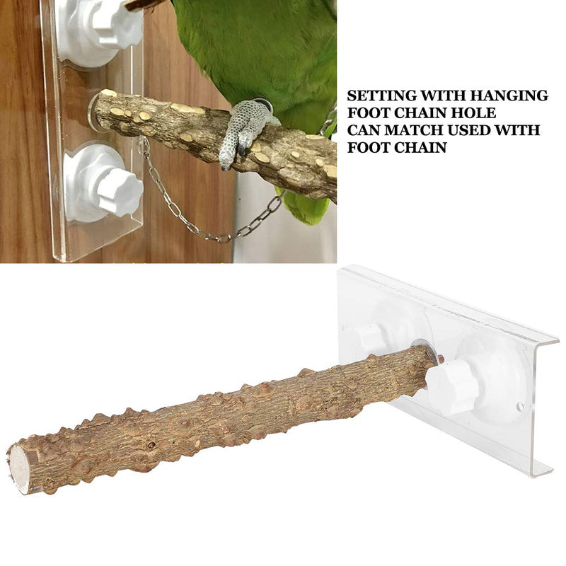 Cikonielf 25CM Parrots Portable Wood Standing Rod Bird Platform Training Stand Pet Bird Shower Perch with Suction Cup - PawsPlanet Australia