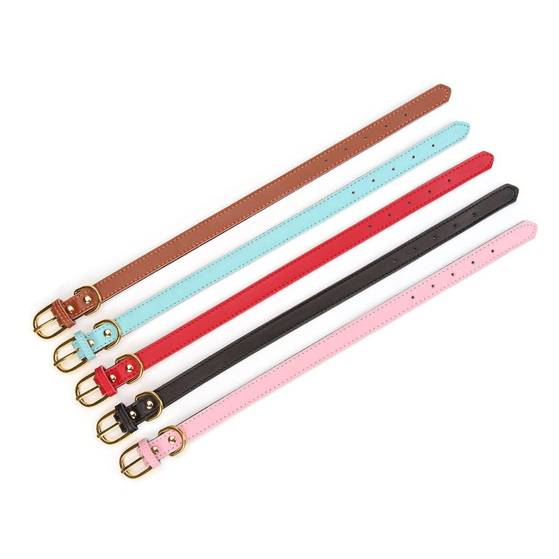 [Australia] - AOLOVE Basic Classic Padded Leather Pet Collars for Cats Puppy Small Medium Dogs Pink 10.5"-13" Neck * 0.6" Wide 