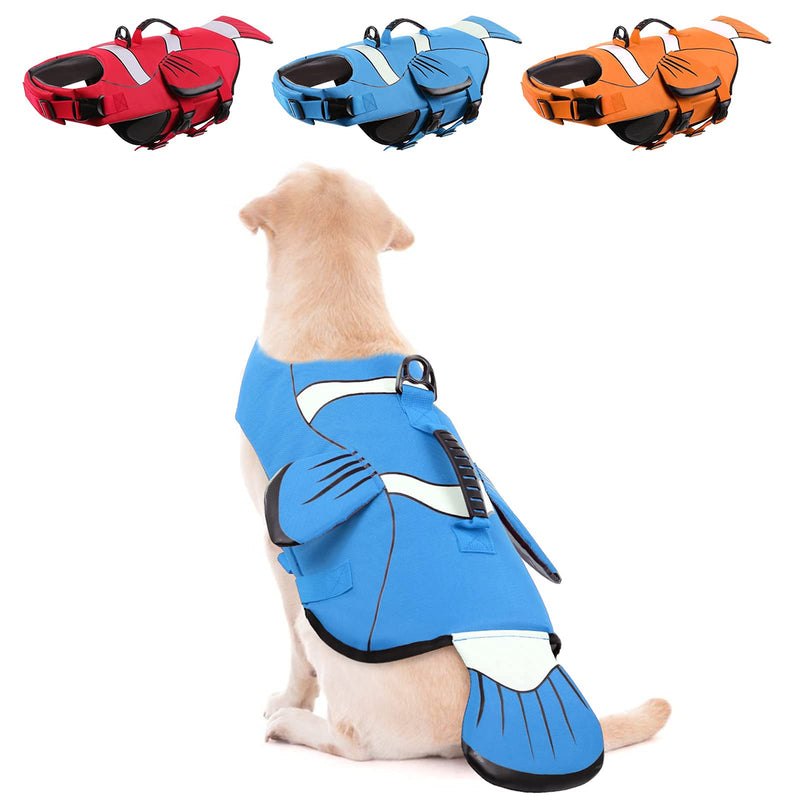 ASENKU Dog Life Jacket with Handle, Adjustable Dog Life Vest for Swimming Boating, Doggie Safety Vest Floatation Preserver Lifesaver for Small Medium Large Dogs, Blue, XS X-Small - PawsPlanet Australia