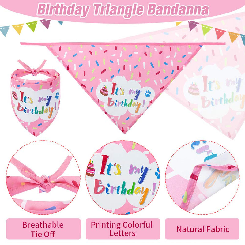 EXPAWLORER Dog Birthday Bandana Set - Cute Hat and Squeaky Cake Toy for Birthday Party Supplies Gift - Great for Small Medium Large Dogs Pink - PawsPlanet Australia