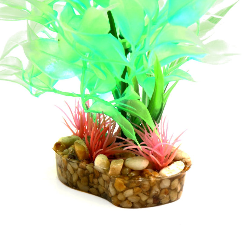 [Australia] - uxcell Green Plastic Terrarium Plant Aquarium Decorative Ornamentation Reptiles Habitat Decor w Ceramic Base 