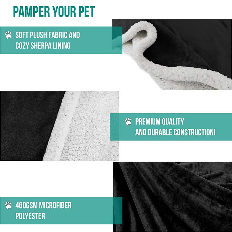 PetAmi Premium Plush Sherpa Pet Blanket Sized for Cats, Small Dogs, Puppies, Kittens - 30x40 30" x 40" Black - PawsPlanet Australia