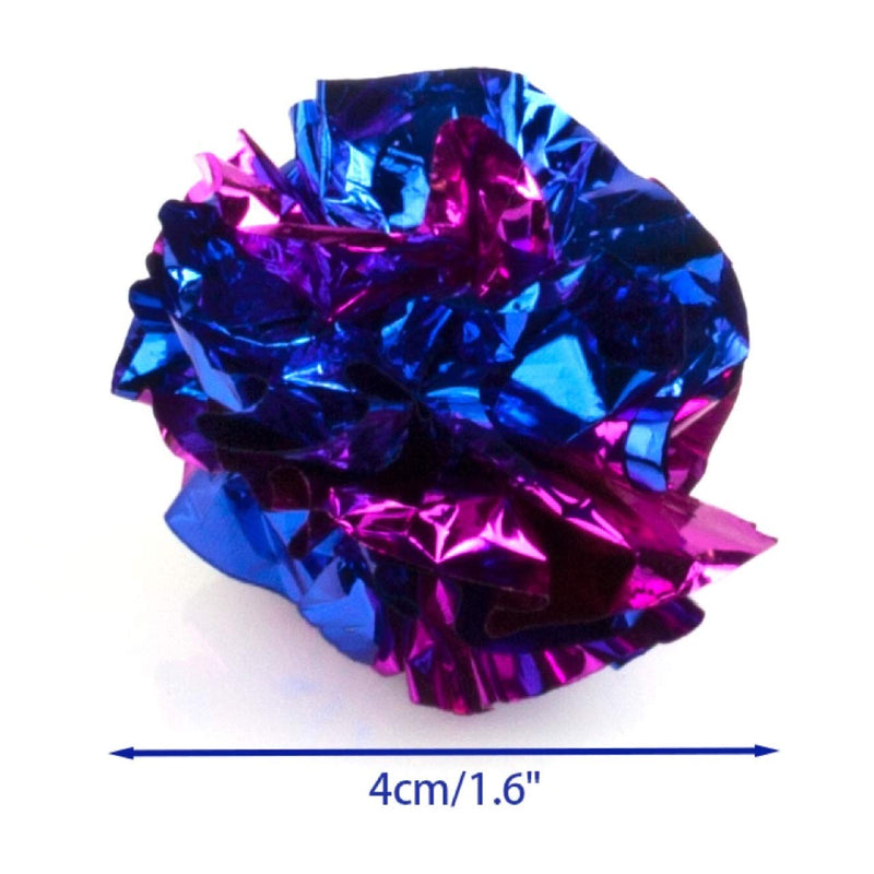 CHIWAVA 24PCS 1.6" Mylar Balls Shiny Crinkle Cat Toys Ball Kitten Crackle Lightweight Play Assorted Color - PawsPlanet Australia