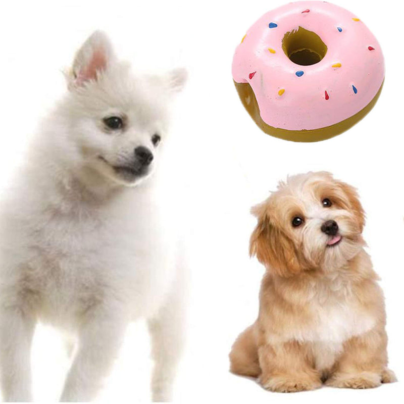 2 Pcs Random Color Squeak Latex Dog Toys Doughnut Shape Dog Chew Toys Puppy Molar Toy Pet Interactive Play Toys for Small and Medium Dogs - PawsPlanet Australia