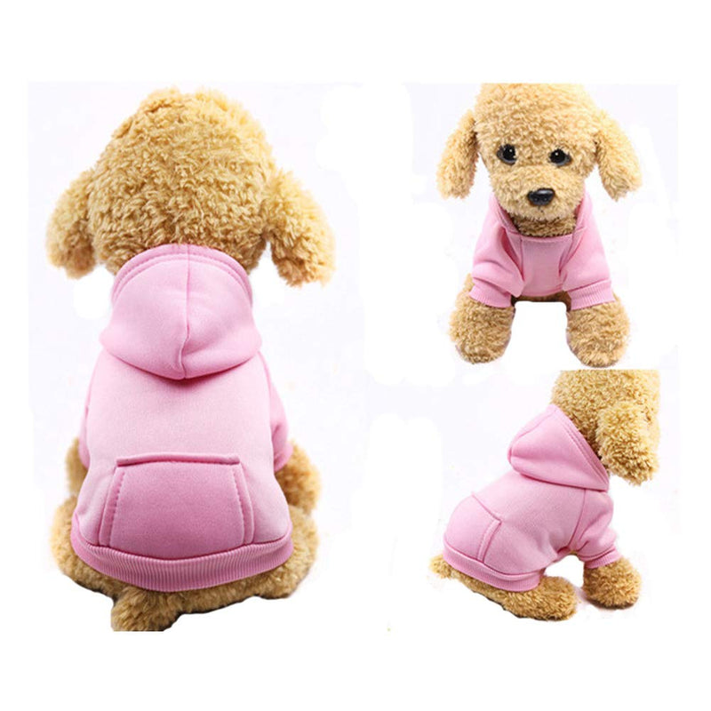 [Australia] - Fashion Focus On New Winter Dog Hoodie Sweatshirts with Pockets Cotton Warm Dog Clothes for Small Dogs Chihuahua Coat Clothing Puppy Cat Custume Medium Pink 
