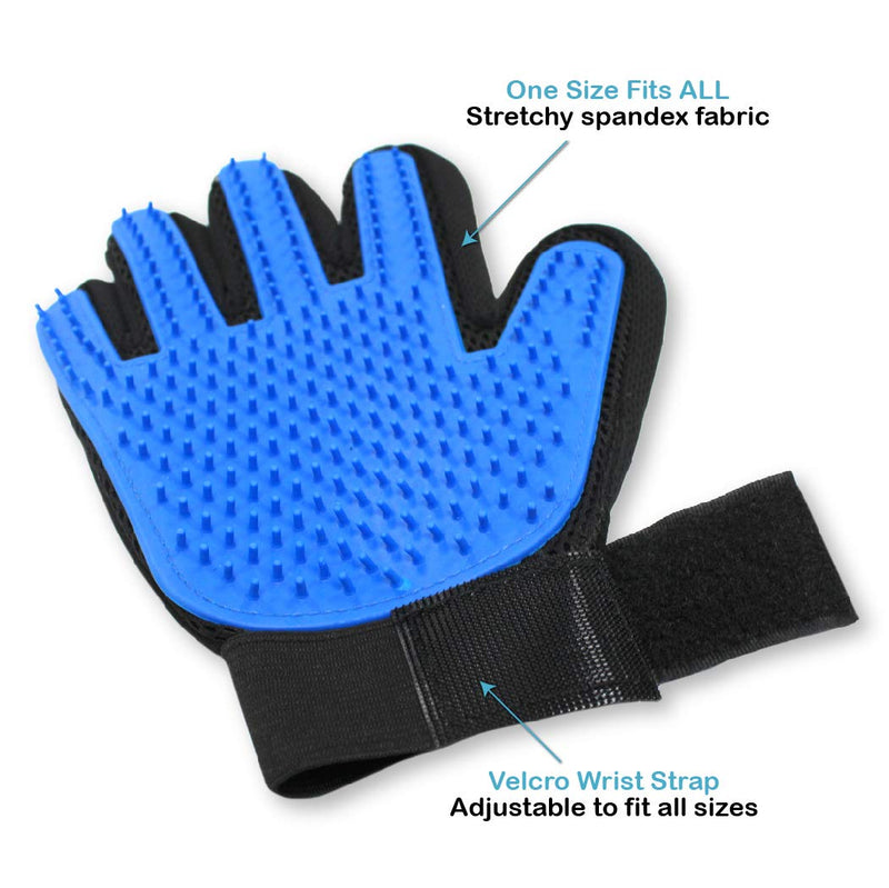 Pets First Dog Grooming Gloves Best Professional Deshedding, Brushing, Cleaning Mitt Tool for Small, Medium or Large Dogs & Cats. Fur & Hair Remover. Prevents Matted Coats. Soft Rubber Bristle Brush - PawsPlanet Australia