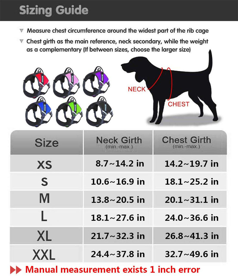 LMOBXEVL Service Dog Harness,No-Pull Dog Harness with Handle Adjustable Reflective Pet Dog in Training Vest Harness,Easy Control for Small Medium Large Breed Outdoor Walking Hiking XS:Neck 8.7-14.2"||Chest 14.2-19.7" Black - PawsPlanet Australia