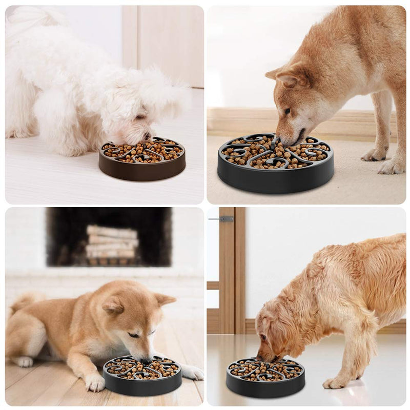 [Australia] - AIIYME Slow Feeder Dog Bowl Fun Feeder Anti-Gulping Bloat Stop Maze Interactive Puzzle Non Skid Feeder, Come with Free Travel Bowl Black 