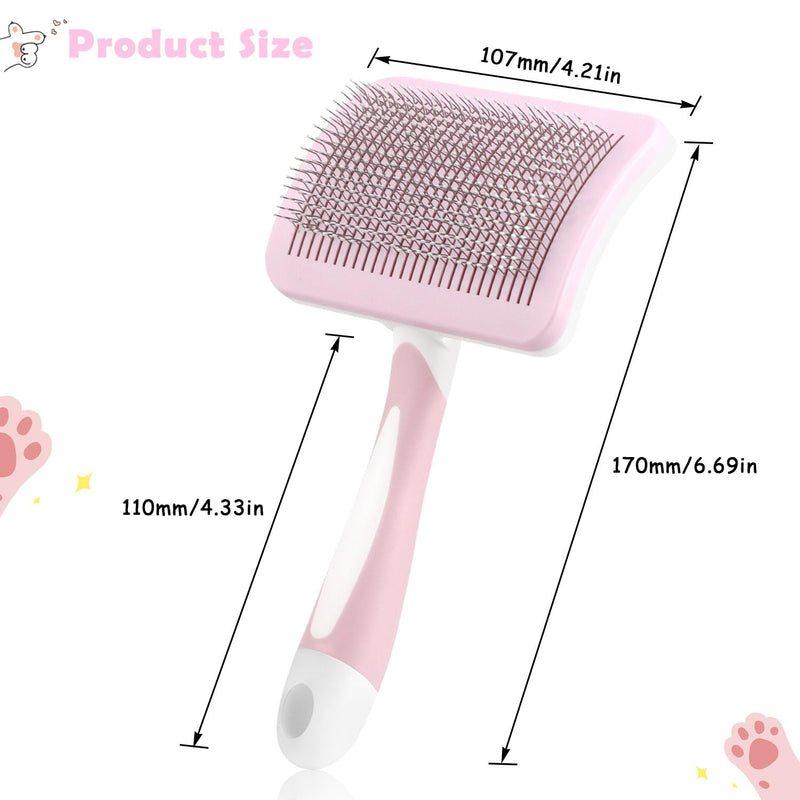 Cat brush short hair cat comb with handle brush cat pet dog brush pet brushes self-cleaning fur brush for long hair and short hair (pink). - PawsPlanet Australia