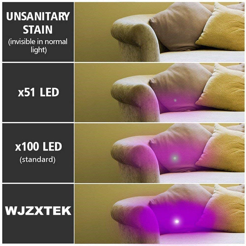 WJZXTEK Black Light with UV Glasses Super Bright 100 LED Best #1 Powerful UV Light Flashlight 395NM Ultraviolet Urine Detector Flashlight for Home & Hotel Inspection, Pet Urine & Stain Detection - PawsPlanet Australia