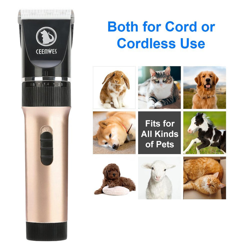 [Australia] - Ceenwes Pet Clippers (Upgrade Version) Low Noise Professional Dog Clippers Rechargeable Cordless Pet Clipper Trimmers Pet Hair Grooming Kit with Slicker Brush for Cats Dogs and Other Animals 