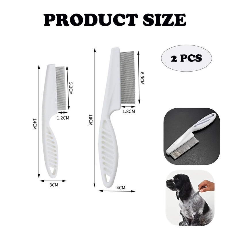 Pack of 2 flea comb dogs, pet care comb, lice comb, dust comb with rounded metal tines for gentle care, lice comb, dust comb for cats, dogs, effective against fleas and lice - PawsPlanet Australia