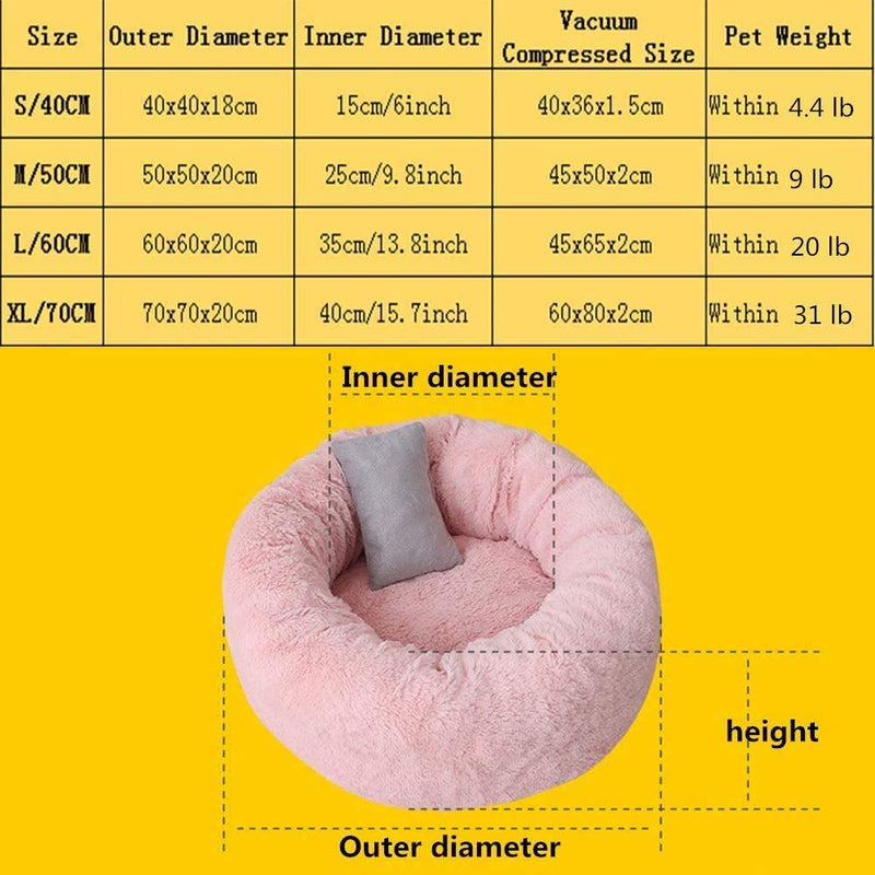 [Australia] - Neekor Cat Dog Beds, Soft Plush Donut Pet Bedding Winter Warm Sleeping Round Fluffy Pet Calming Bed Cuddler for Puppy Dogs/Cats, Size: Small/Medium/Large/X Large pink/medium 