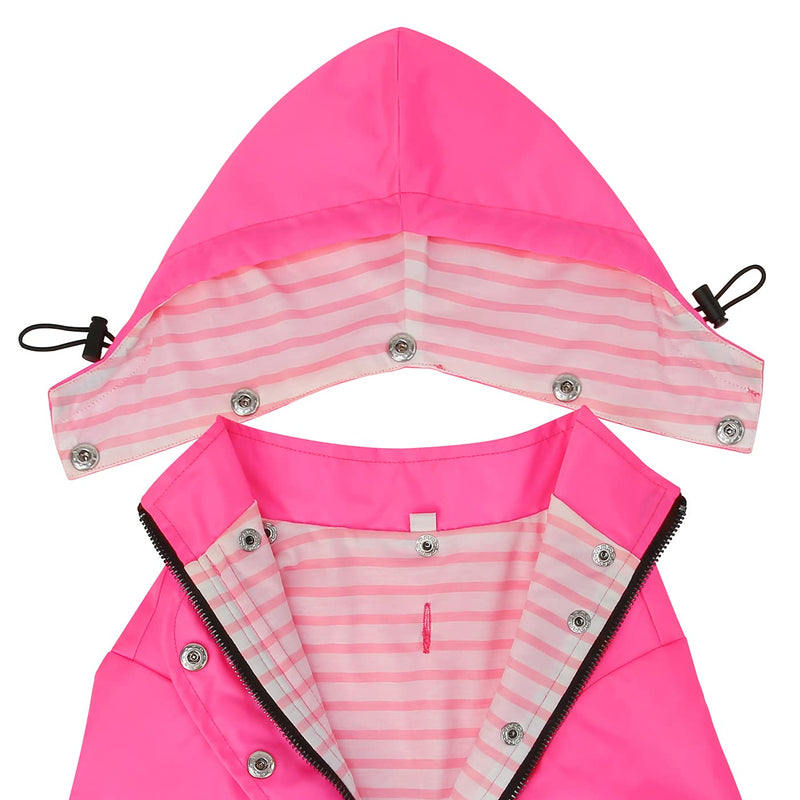 HDE Dog Raincoat Double Layer Zip Rain Jacket with Hood for Small to Large Dogs Pink - PawsPlanet Australia