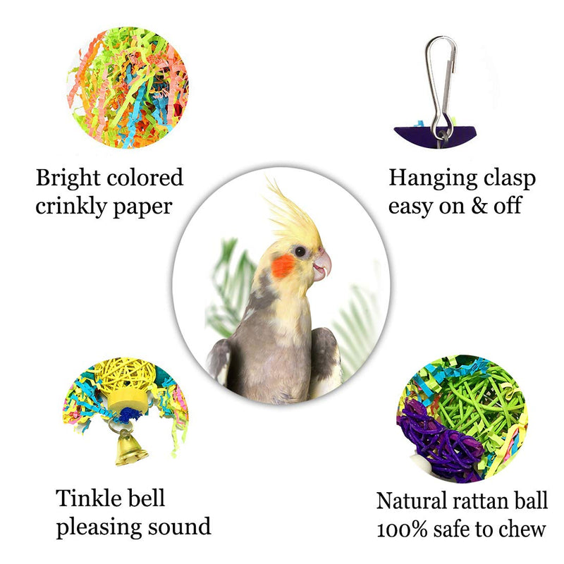 [Australia] - Bird Toys for Parrots Bird Chewing Toys Parrot Cage Shredder Toy Foraging Hanging Toy with Bells for Small Parakeets, Cockatiels, Conures, Finches, Budgie, Parrots, Love Birds 4PCS Bird Toys 