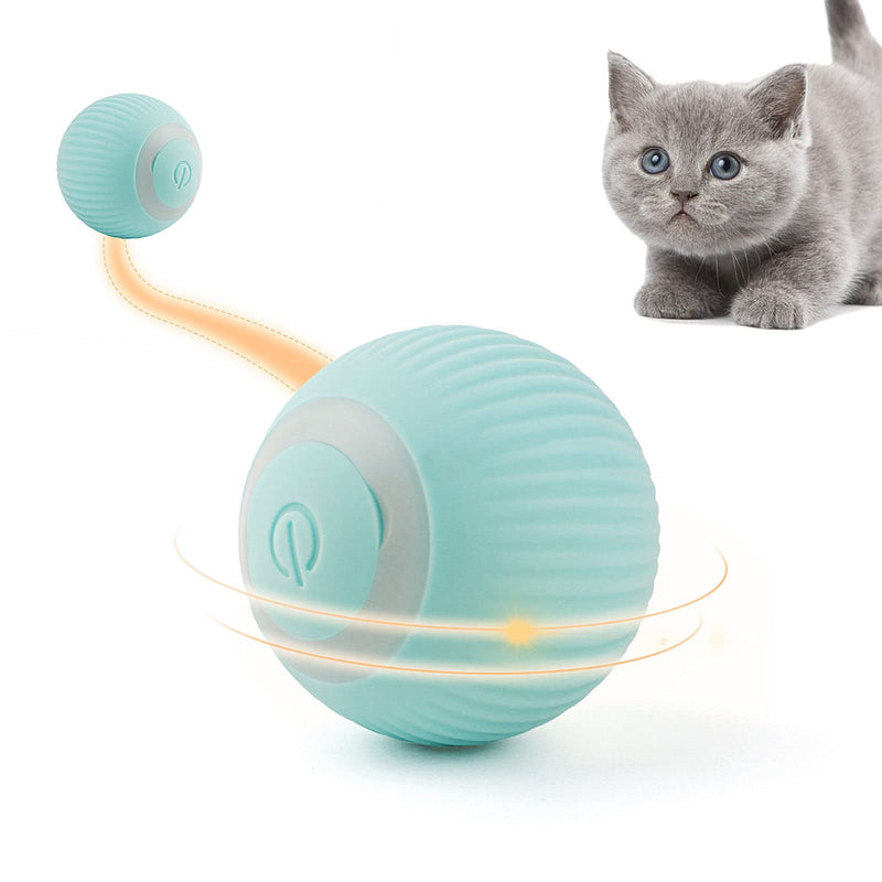 Namsan Cat Toy Electric Cat Ball with LED Light Automatic 360 Degree Rollball Interactive Cat Toy USB Rechargeable for Cats (Blue) Blue - PawsPlanet Australia