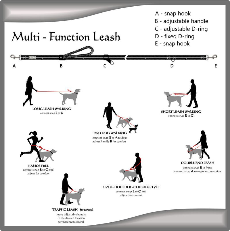 [Australia] - 4GUYS Total Control, Multi-Function, Hands-Free Dog Leash, Easy Control for Large and Medium Dogs, No Pull Harness Hiking Walking Running, Safety Reflective Leash at Nighttime 