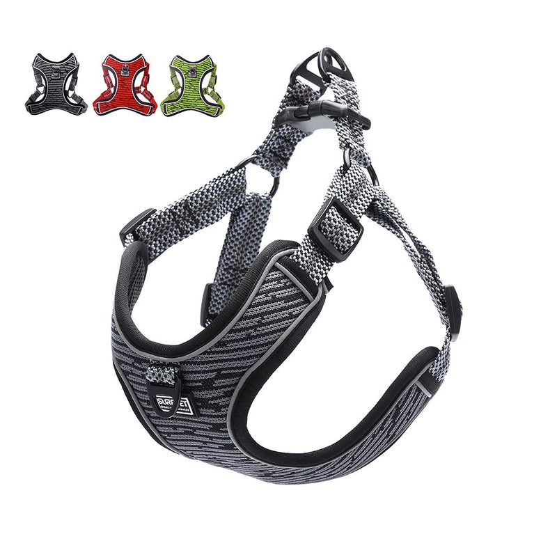 Suredoo No Pull Dog Harness Adjustable Breathable Reflective Lightweight Pet Vest Harness Front Clip Soft Mesh Padded Escape Proof Easy Control for Outdoor Walking Training (Grey, M) M (Chest 50-56cm) Grey - PawsPlanet Australia