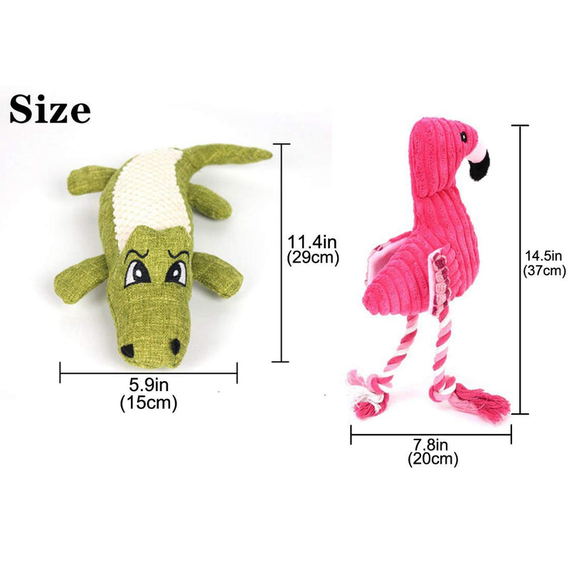 Pet Toy Simulation Crocodile Sounding Dog Resistant Bite Cleaning Teeth Plush Molars Pulling Vocal Flamingo Puzzle Dog Toy 3 Packs (Set A) Set A - PawsPlanet Australia