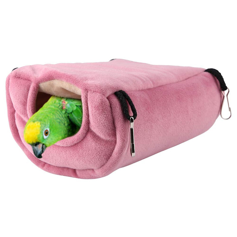 [Australia] - Queen.Y Cockatiel Bed,Winter Windproof Warm Parrot Nest Plush Hammock Hanging Swing Bed Cave for Pet Bird Warm Sleeping Bag House Pink S 