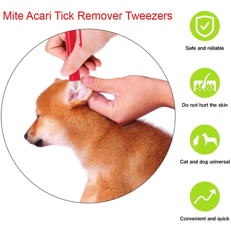 HouChanges Tick Remover Tool Tweezer,Painlessly Tick for Dogs Cats and Humans Pets Red Tick Remover Tweezer - PawsPlanet Australia